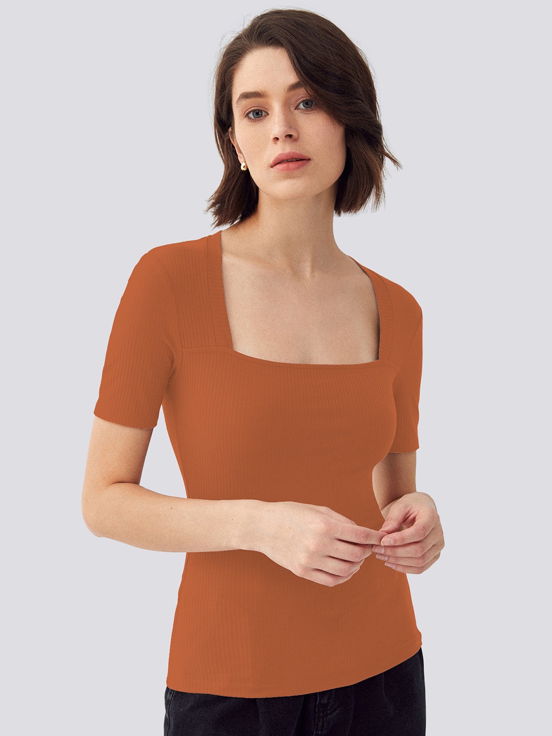 

BAESD Sheen Sheer Top, Orange