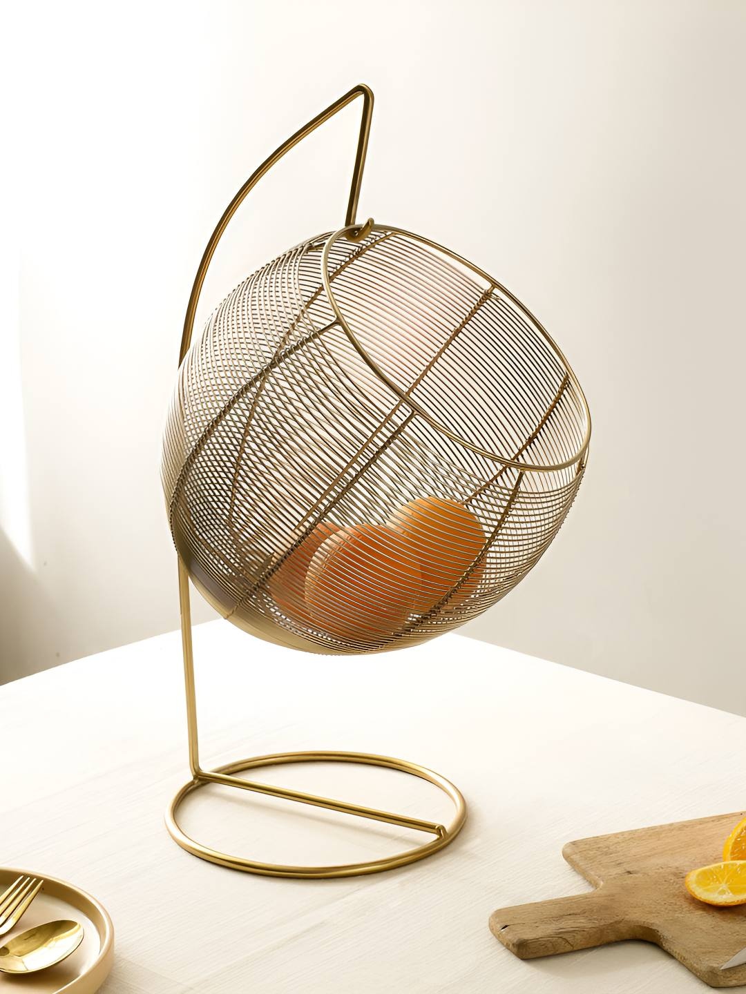 

Decor de Maison Skye's Gold Toned Textured Fruit & Bread Basket