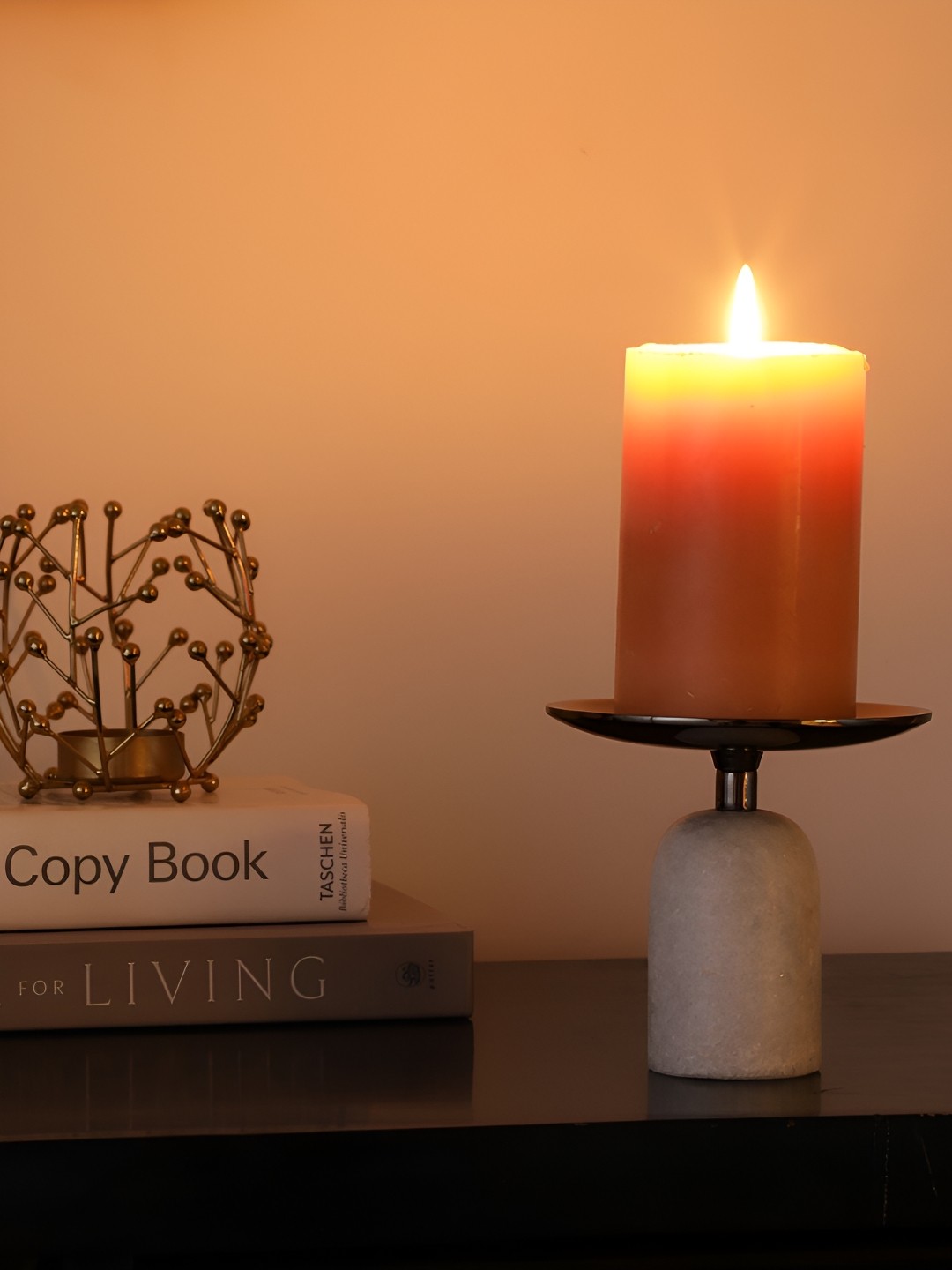 

Decor de Maison Black & White Aluminium Pillar Candle Holder