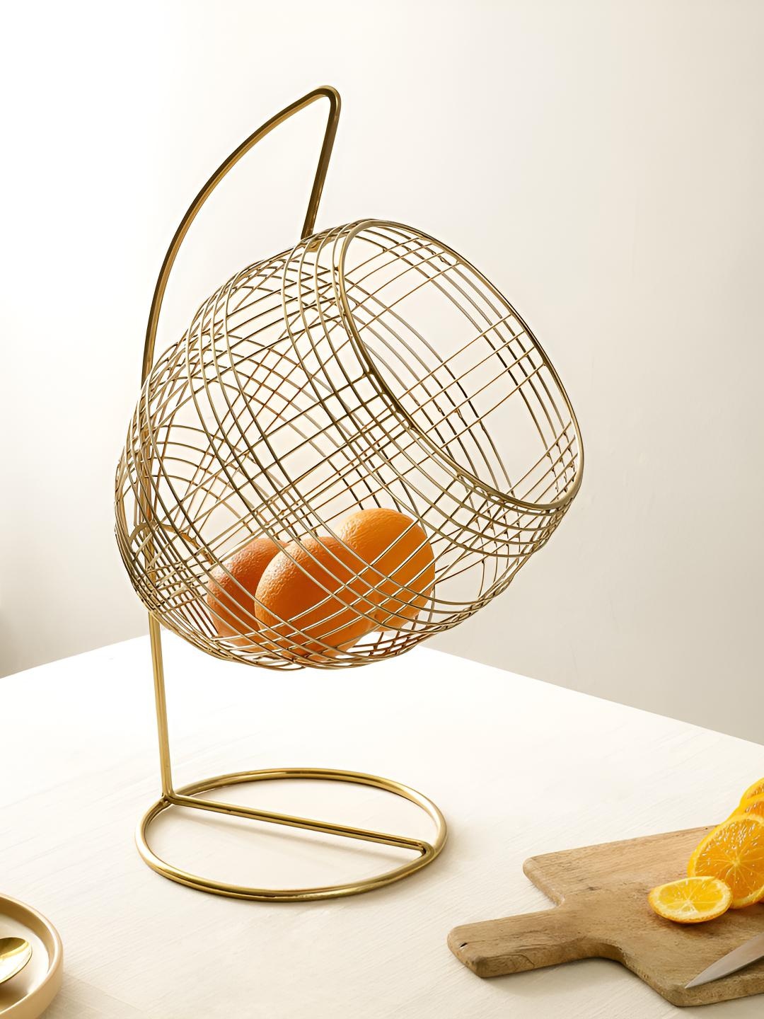

Decor de Maison Abby's Gold Toned Textured Fruit And Bread Basket