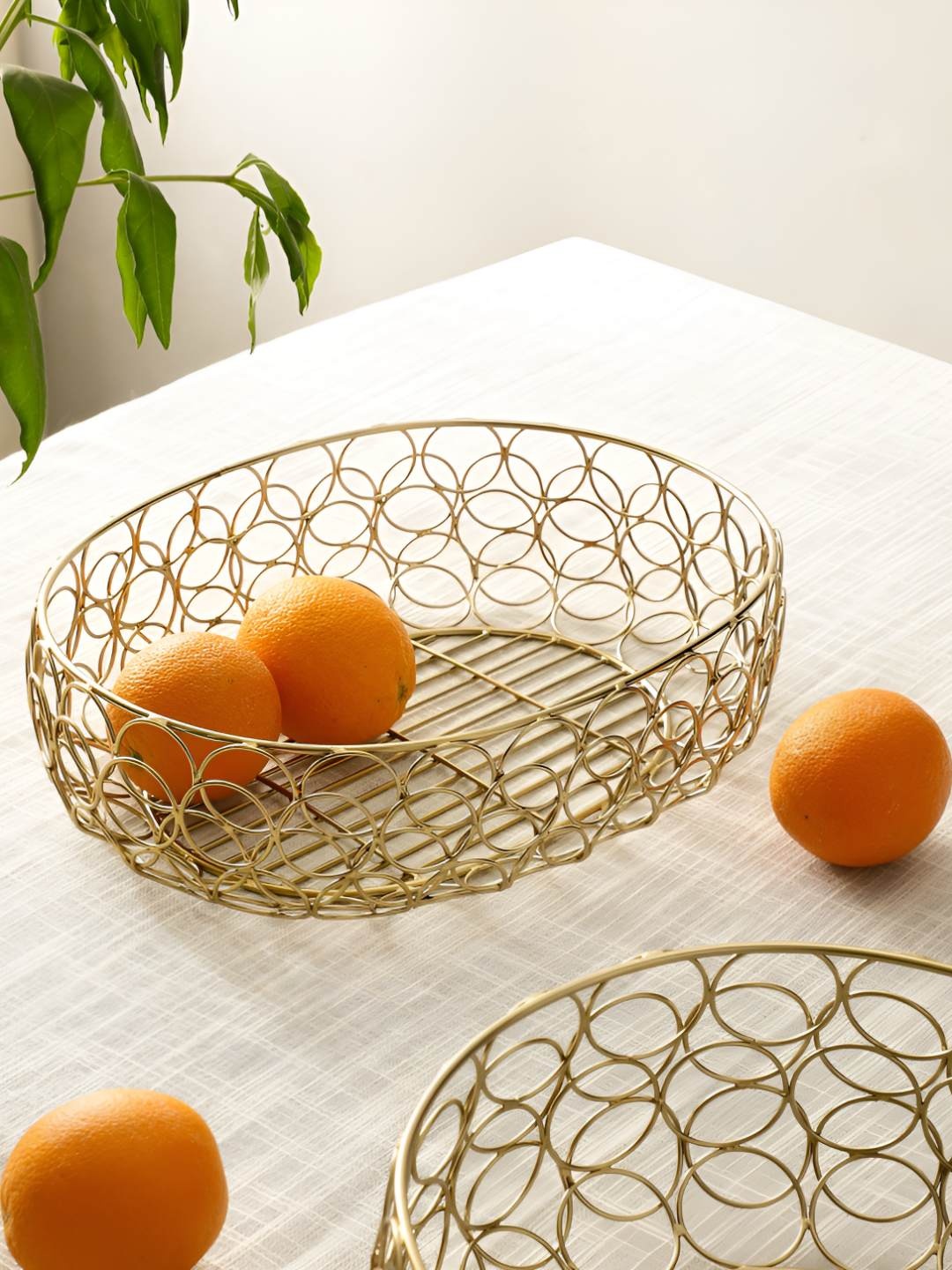 

Decor de Maison Meza Gold Toned Textured Fruit Basket