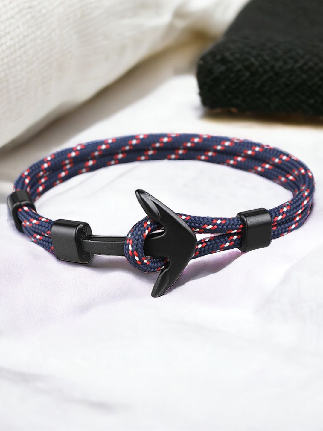 

MYKI Men Rope Style Anchor Wraparound Bracelet, Blue