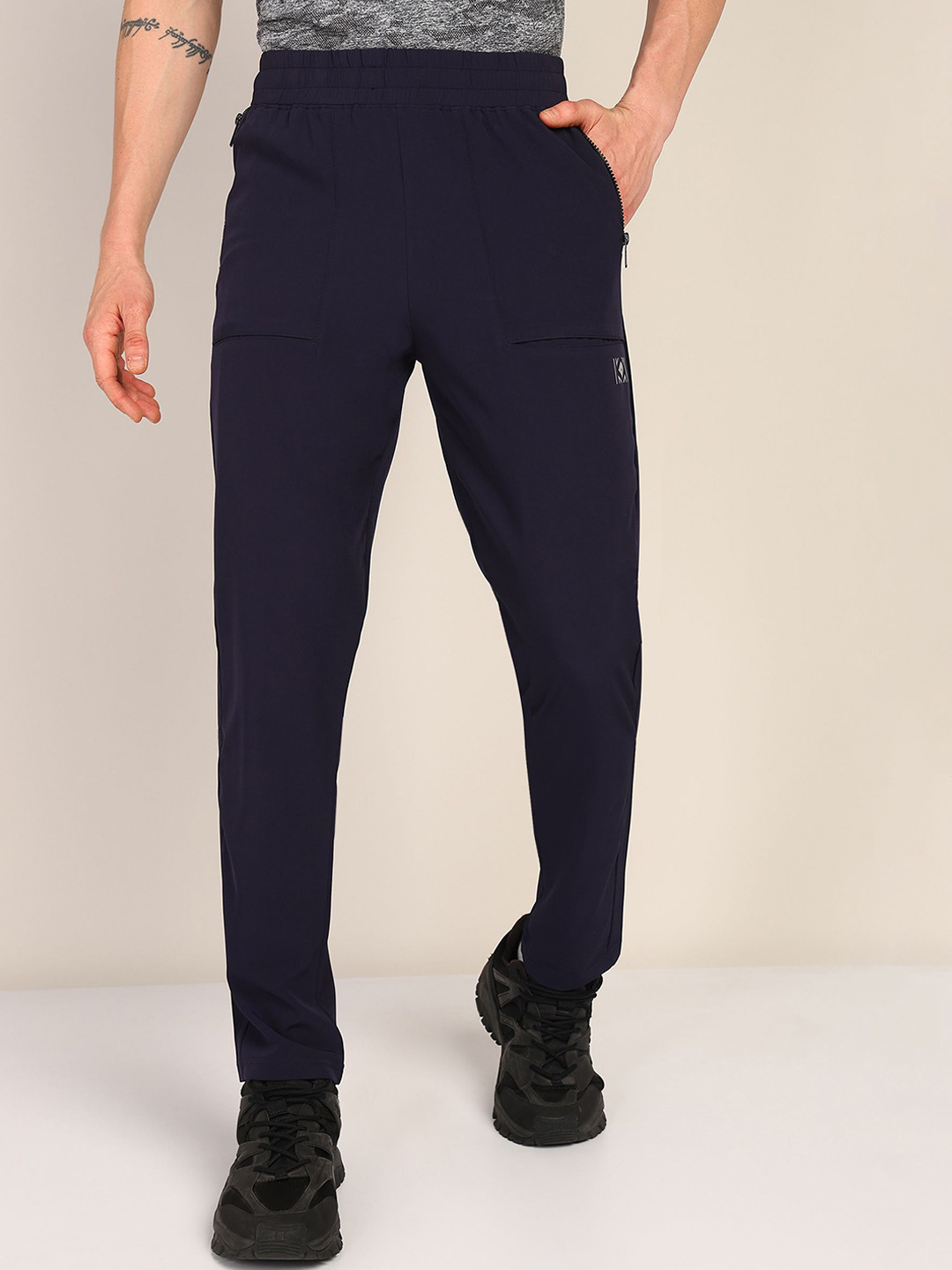 

Golden Kite Men Regular Fit Mid Rise Rapid-Dry Track Pants, Blue