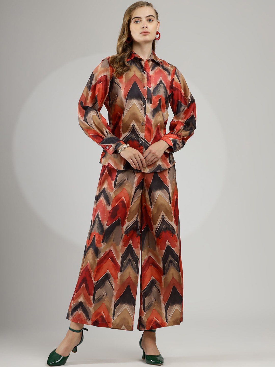 

WESTHOOD Printed Long Sleeves Shirt With Trouser, Red