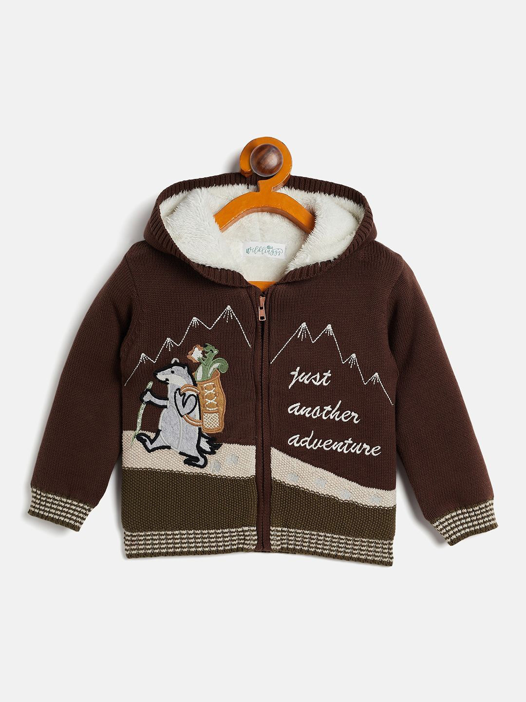 

JWAAQ Unisex Kids Typography Printed Cardigan, Green