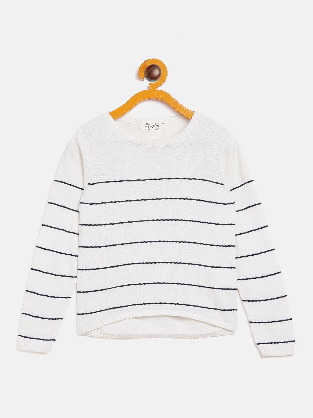 

JWAAQ Girls Striped Pullover, Off white