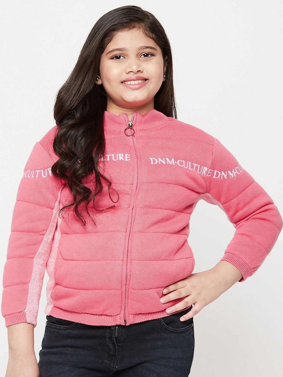 

JWAAQ Girls Typography Printed Cardigan, Pink