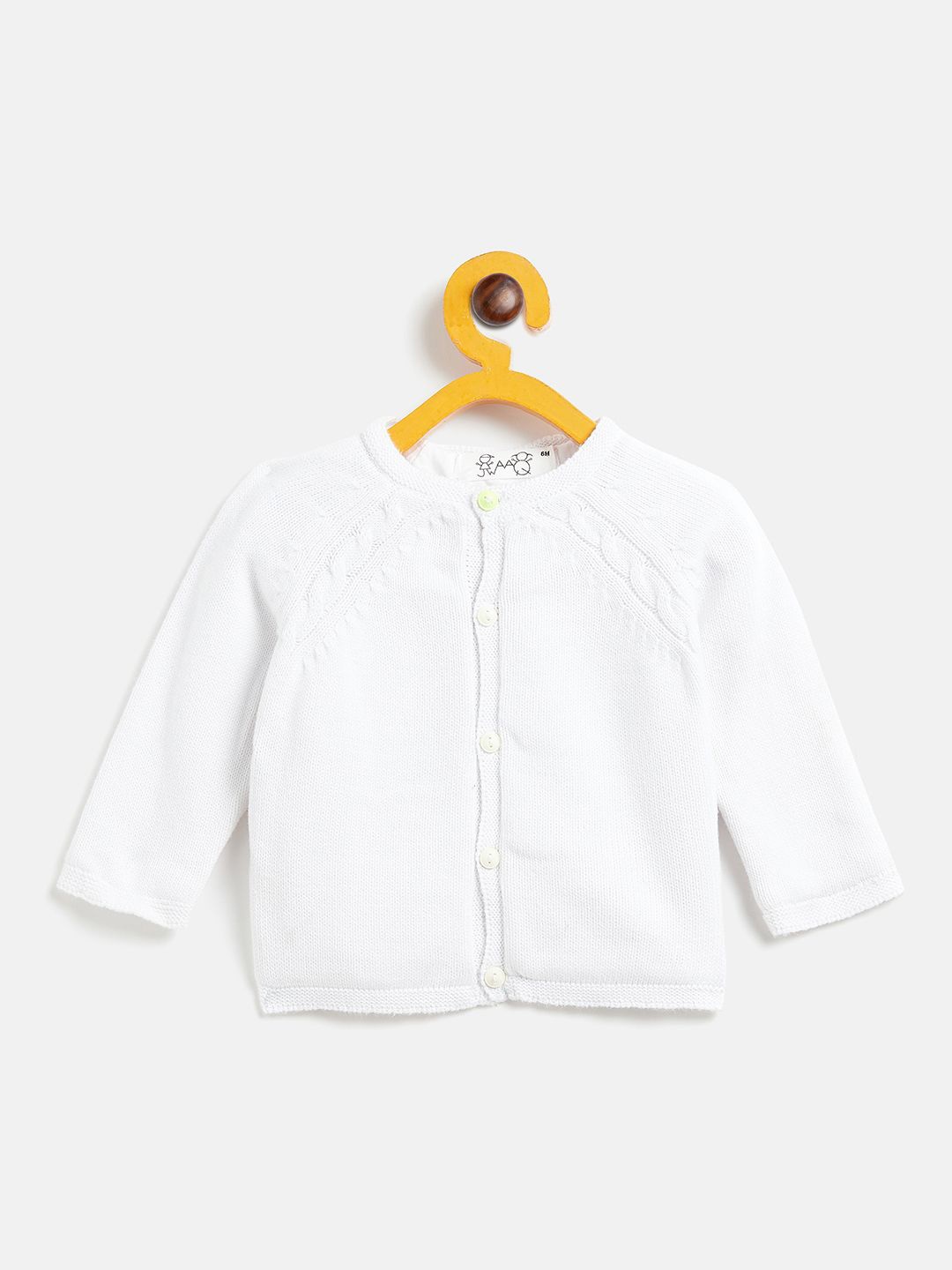 

JWAAQ Unisex Kids Cable Knit Printed Cardigan, White