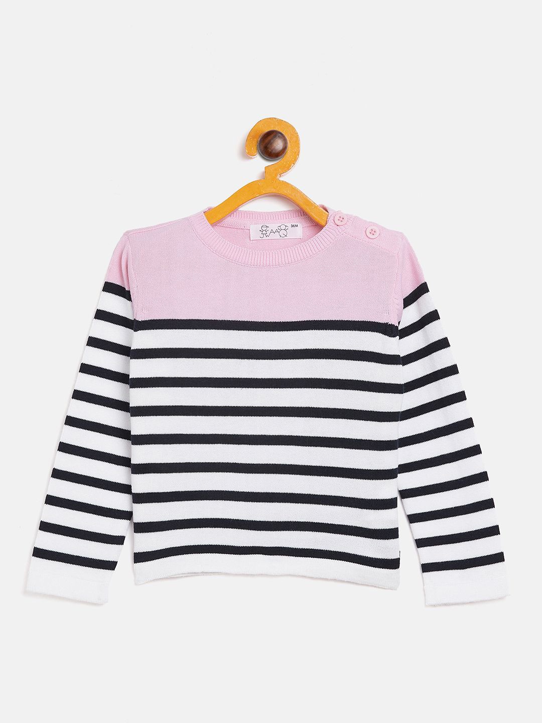 

JWAAQ Girls Striped Pullover, Pink