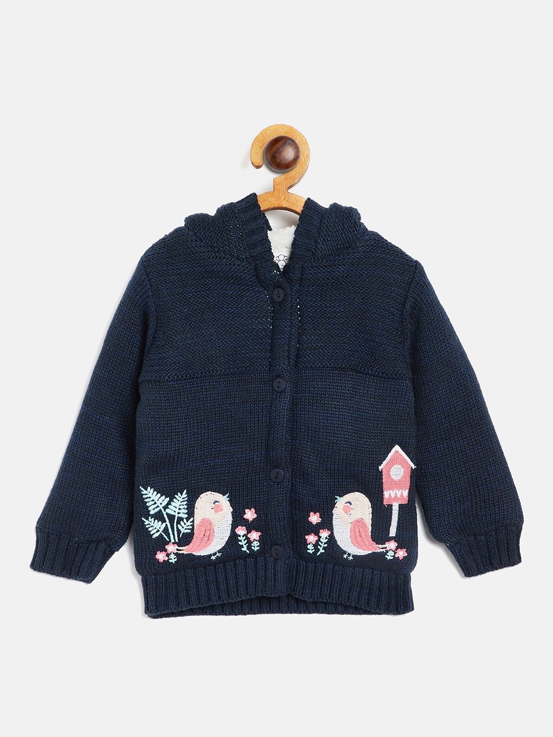 

JWAAQ Girls Floral Printed Cardigan, Navy blue