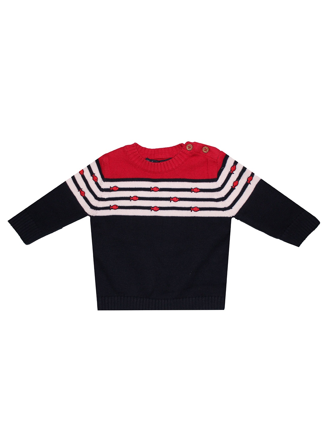 

JWAAQ Boys Striped Pullover, Navy blue