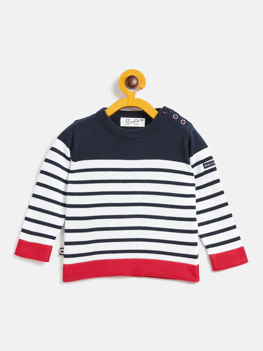 

JWAAQ Unisex Kids Striped Pullover, Navy blue