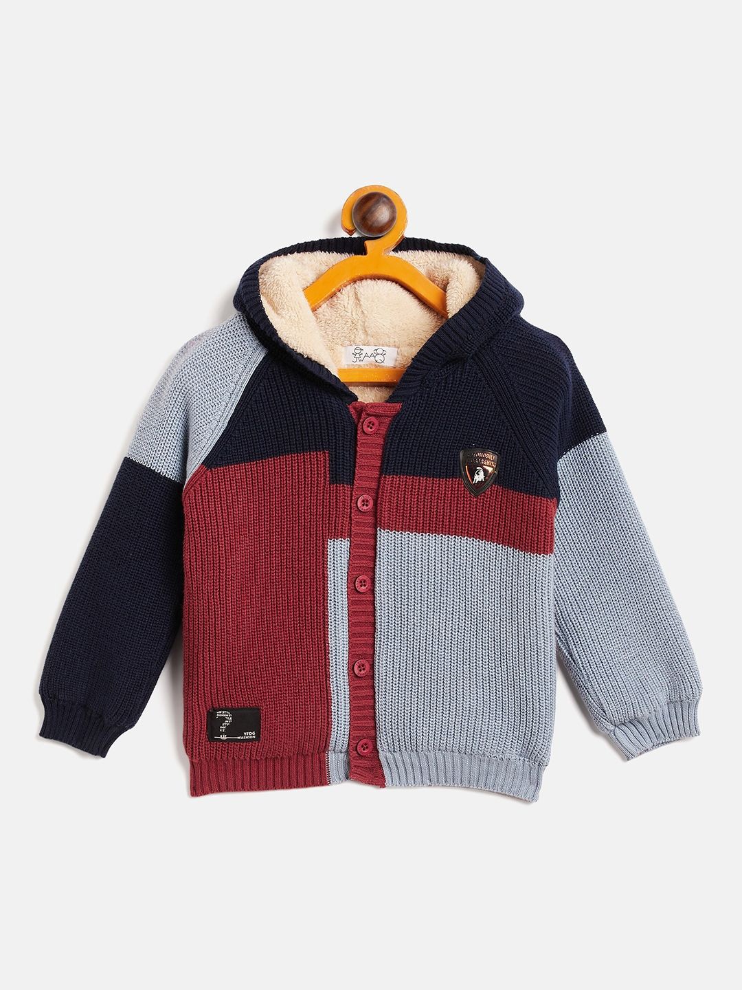 

JWAAQ Boys Colourblocked Printed Cardigan, Grey