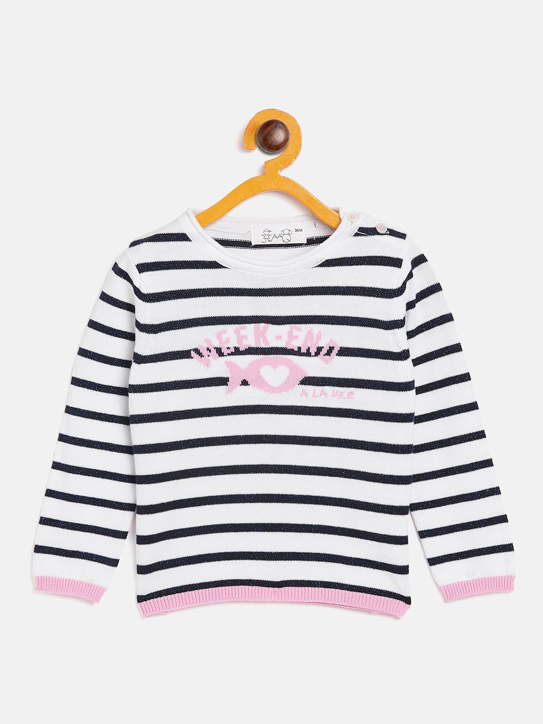 

JWAAQ Girls Striped Cardigan, Navy blue