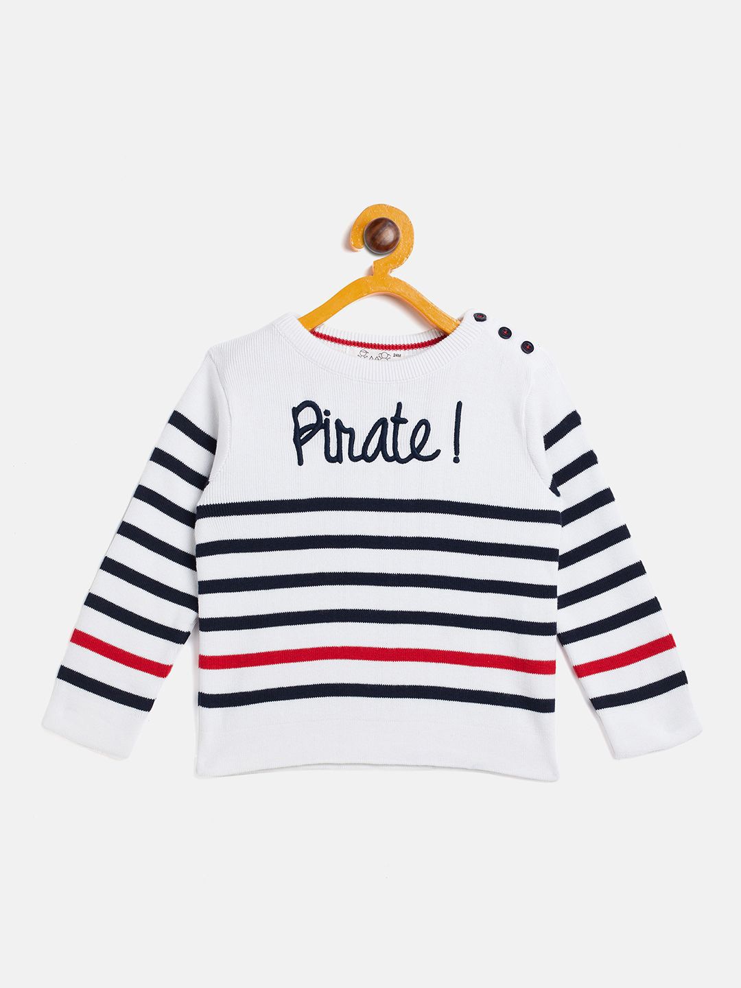 

JWAAQ Unisex Kids Striped Pullover, White