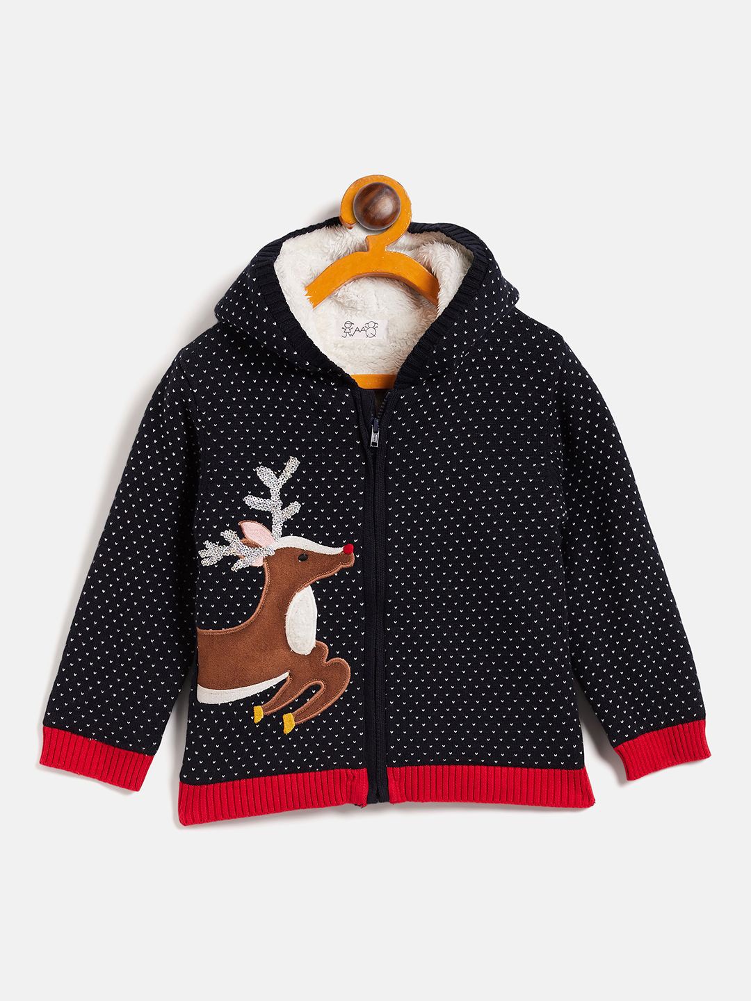

JWAAQ Boys Printed Cardigan, Navy blue