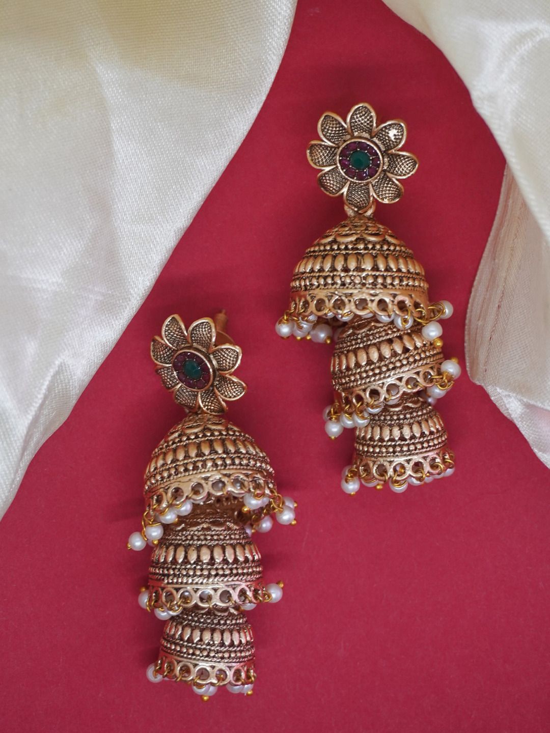

Niscka 24KT Gold-Plated Floral Jhumkas