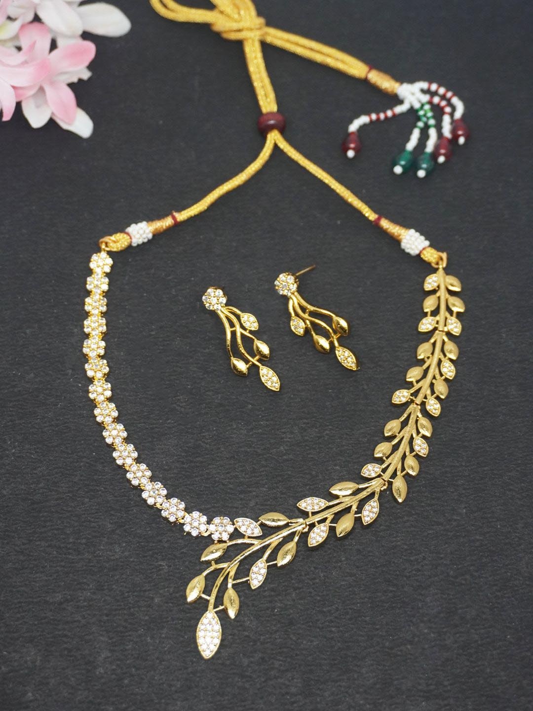 

Niscka Gold Plated Cubic Zirconia Stone Studded Jewellery Set