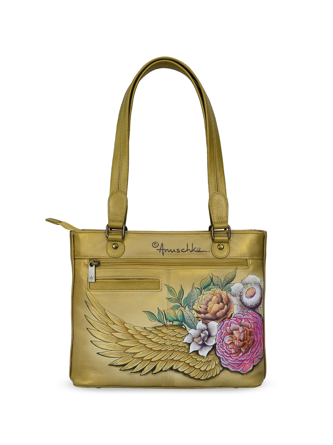 

Anuschka Printed Leather Shopper Handheld Bag, Gold