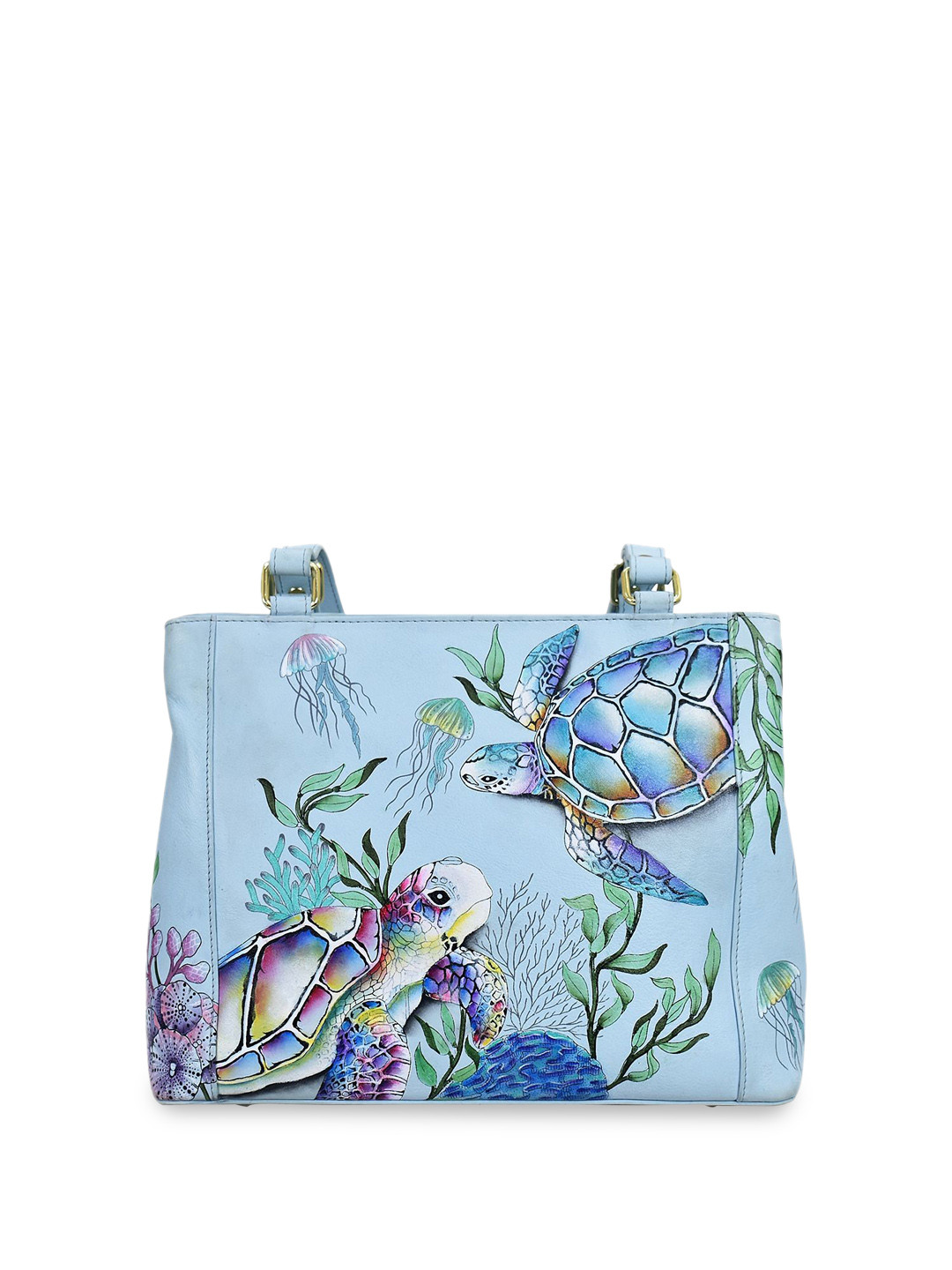 

Anuschka Floral Printed Leather Structured Sling Bag, Green