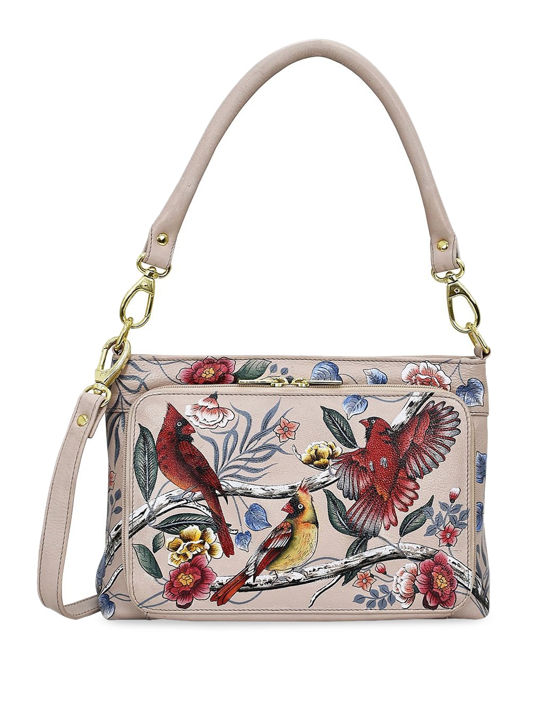 

Anuschka Floral Printed Leather Structured Shoulder Bag, Peach