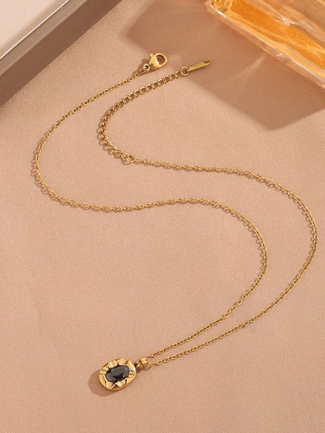

MYKI Gold-Plated Stainless Steel Cubic Zirconia Antique Pendant With Chain