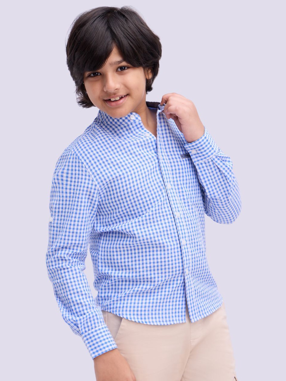 

Bombay High Boys Standard Gingham Checks Opaque Checked Casual Shirt, Blue