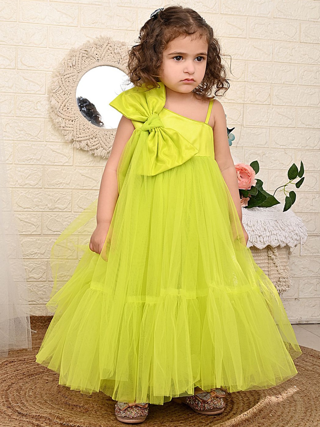 

Bedtime story Girls Net Empire Maxi Dress, Green