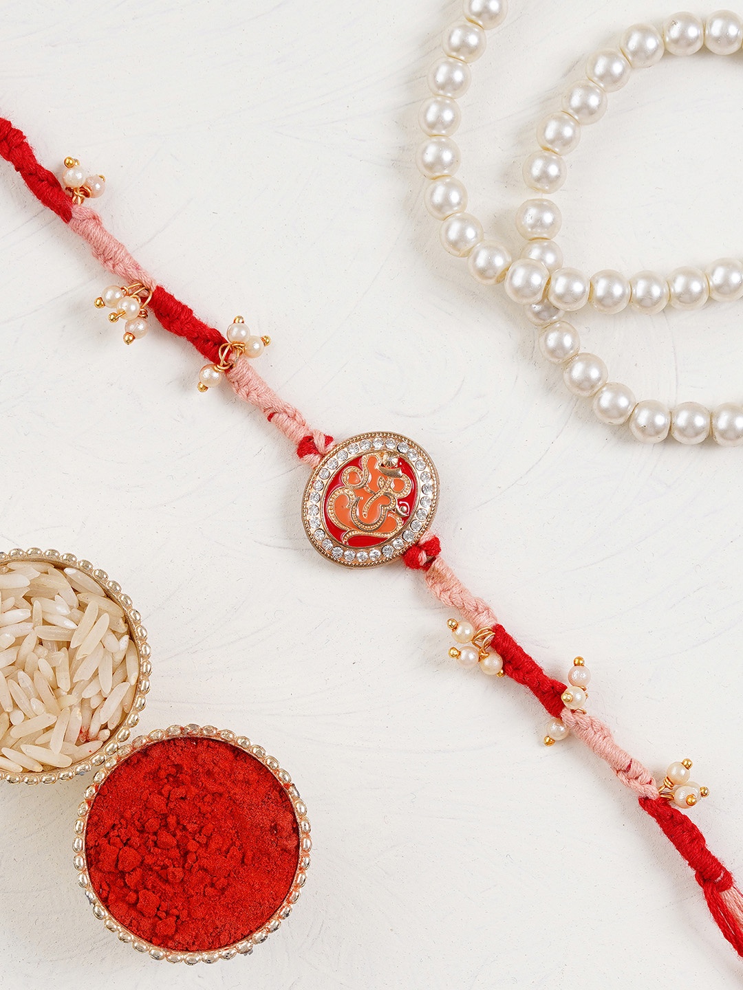 

eCraftIndia Beaded Thread Rakhi, Red