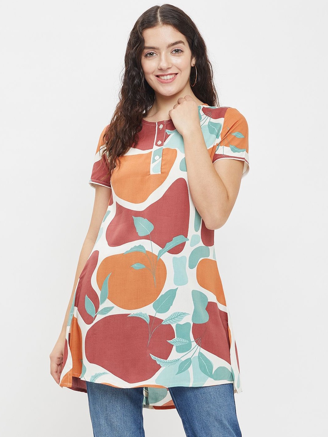 

BAESD Geometric Print Longline Top, Multi