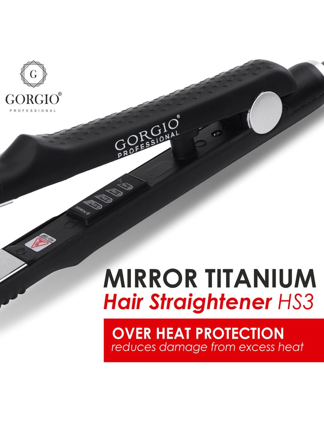 

GORGIO PROFESSIONAL Mirror Titanium Hair Straightener HS3, Black