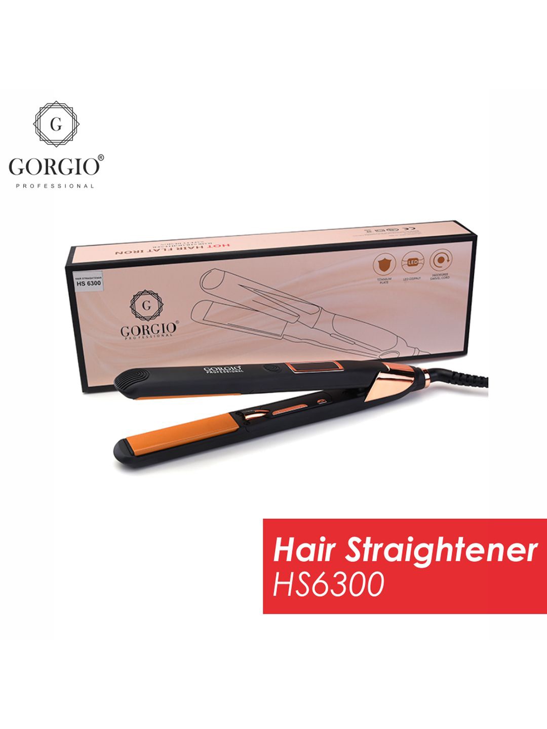 

GORGIO PROFESSIONAL Hair Straightener HS6300, Black