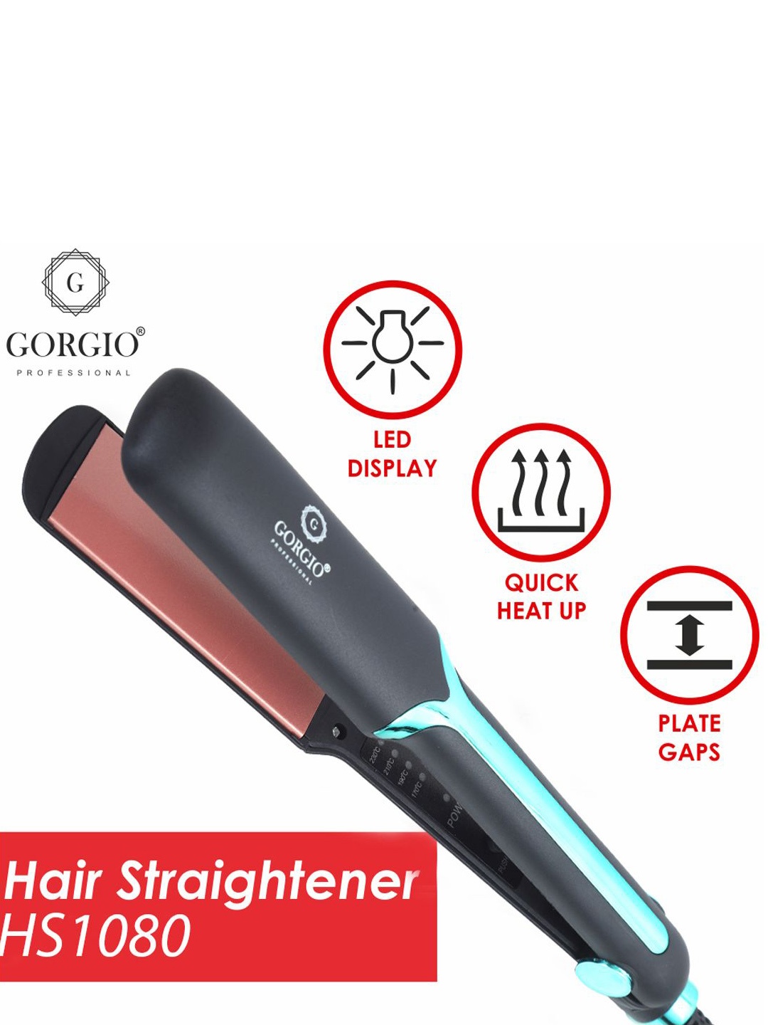 

GORGIO PROFESSIONAL Hair Straightener HS1080, Black