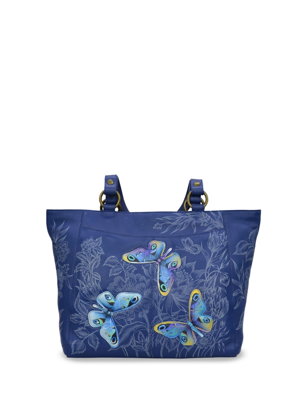 

Anuschka Floral Printed Leather Structured Sling Bag, Blue