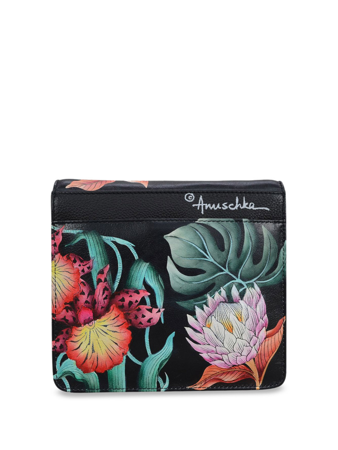 

Anuschka Floral Printed Leather Structured Sling Bag, Black