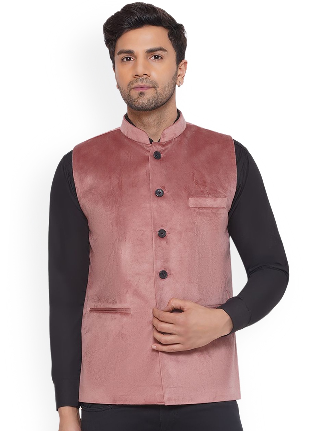 

VEERA PARIDHAAN Velvet Nehru Jacket, Peach