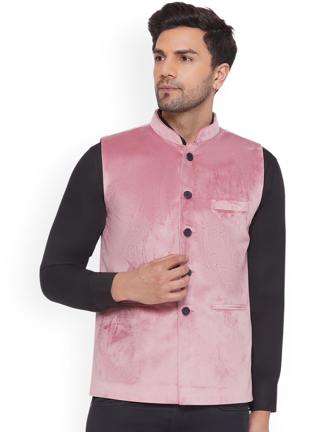 

VEERA PARIDHAAN Velvet Nehru Jacket, Pink