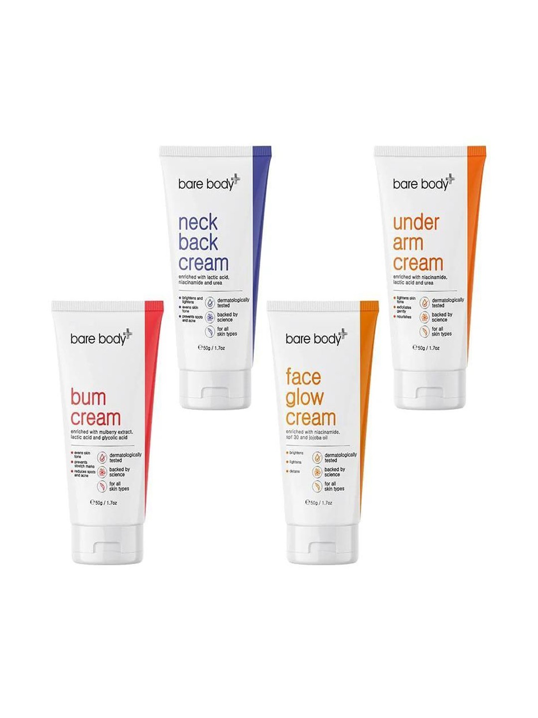 

Bare Body Plus Set Of 4 Skin Care Combo - 50gm Each, White
