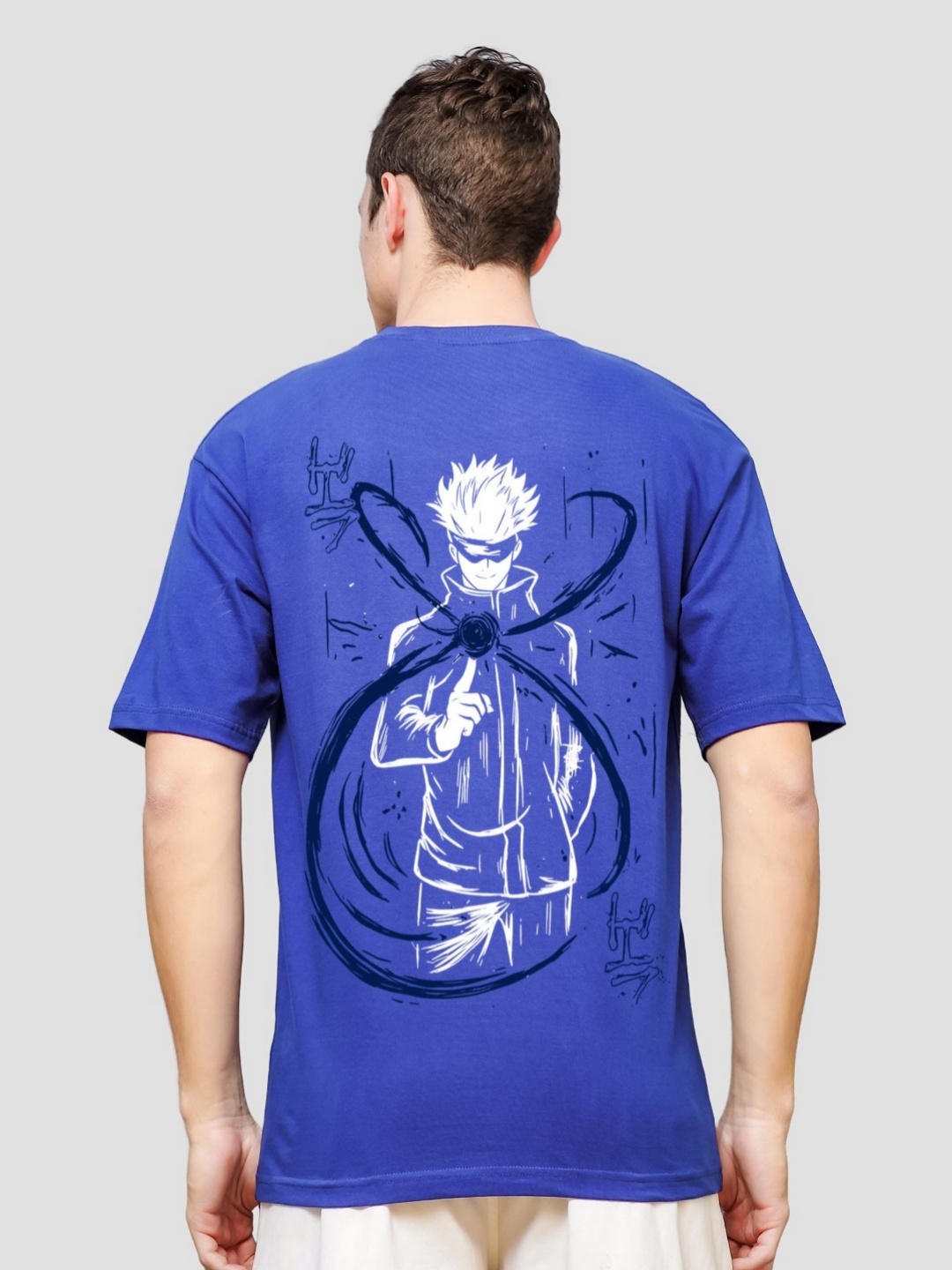 

ADRO Men Printed Raw Edge T-shirt, Blue