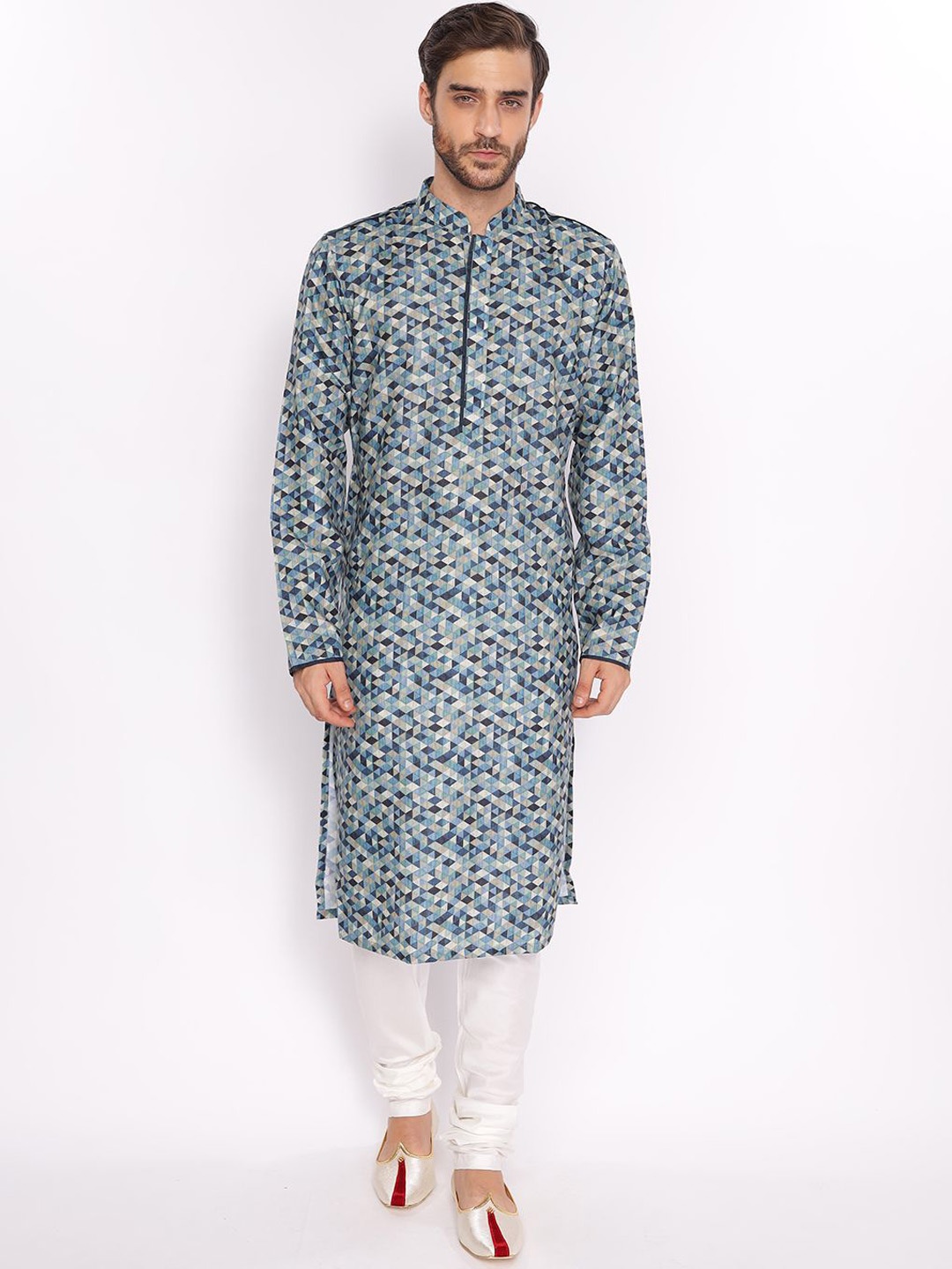 

ZOIS Geometric Printed Straight Kurta with Pyjamas, Blue