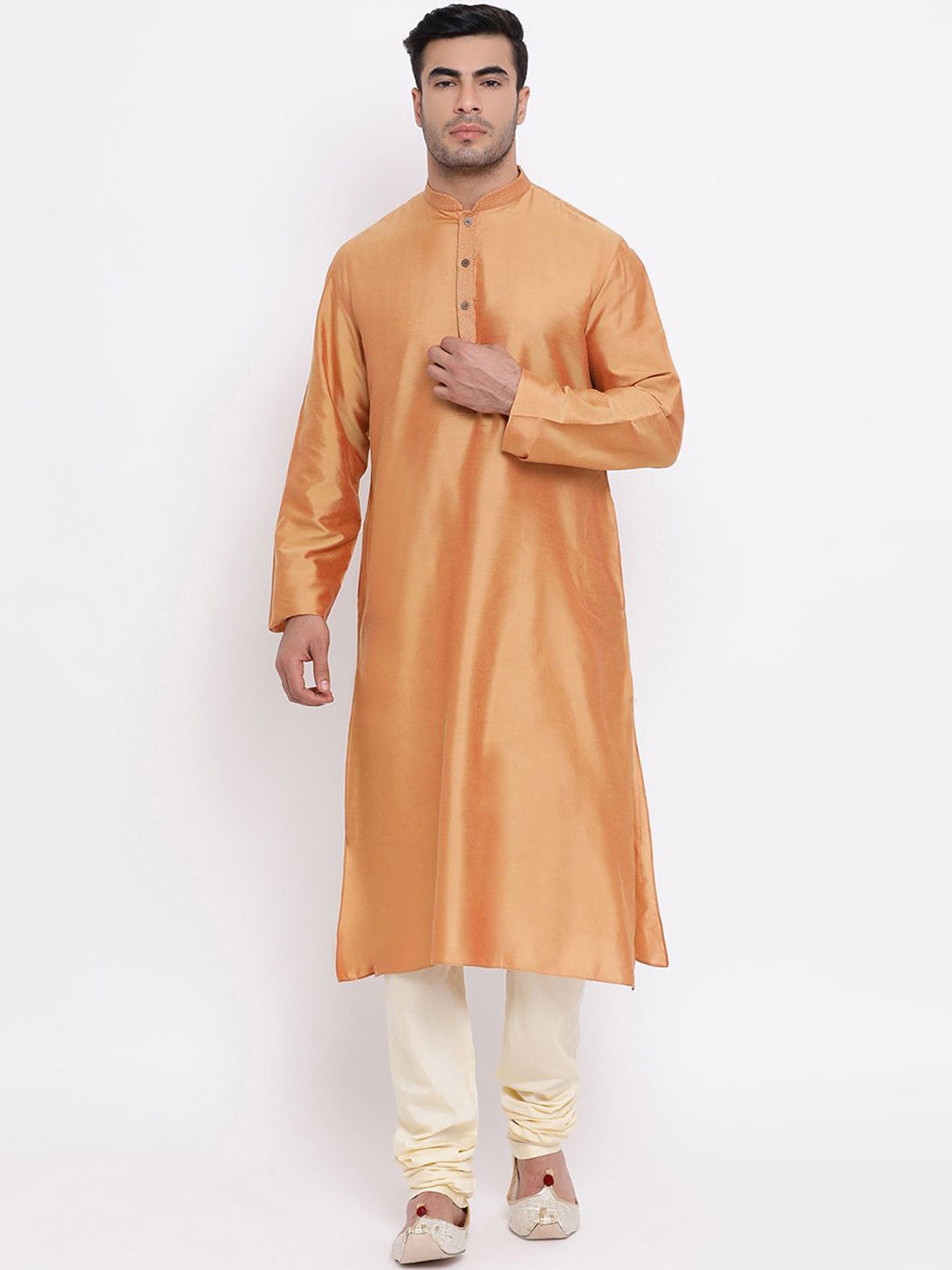 

ZOIS Mandarin Collar Straight Kurta with Churidar, Orange