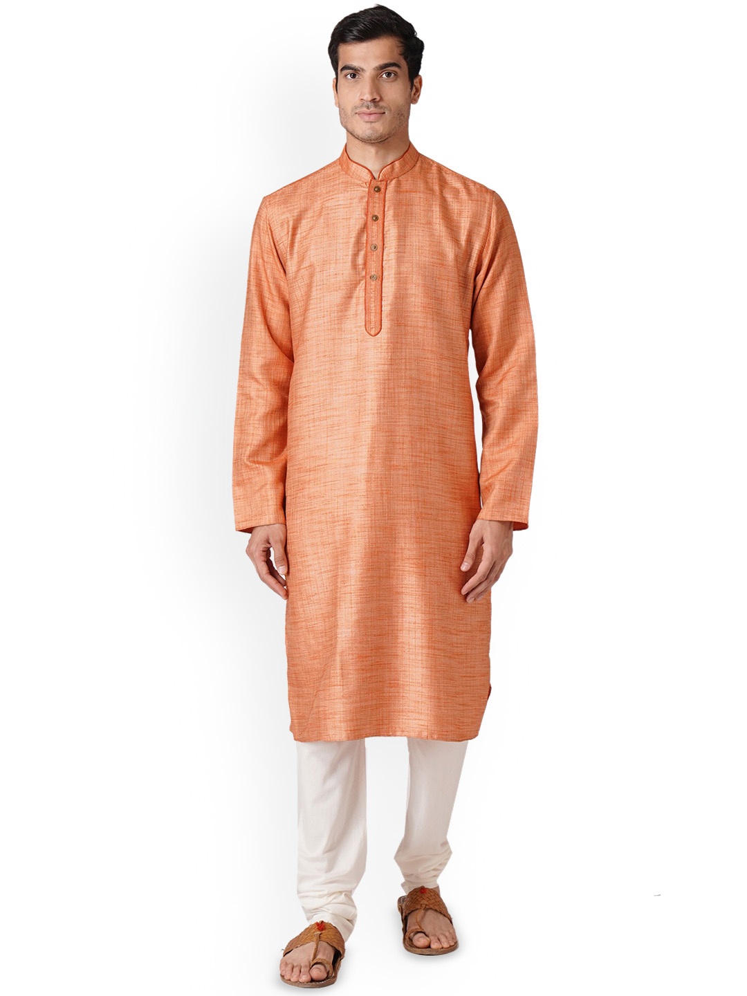 

ZOIS Mandarin Collar Straight Kurta with Churidar, Orange