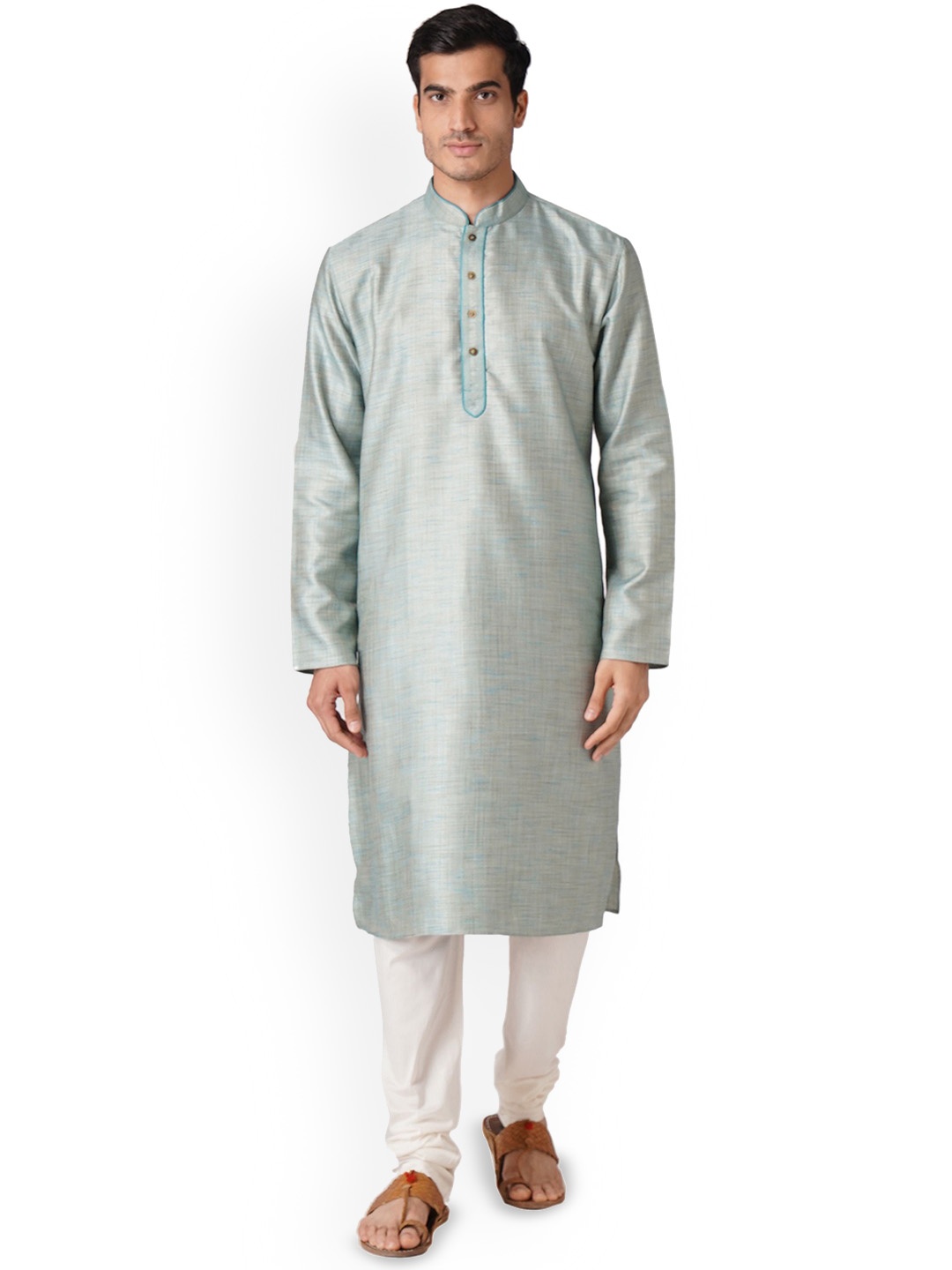 

ZOIS Mandarin Collar Straight Kurta with Churidar, Blue