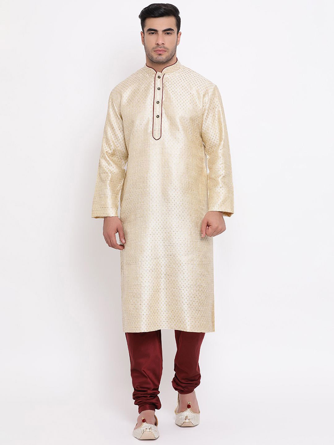 

ZOIS Woven Designed Straight Kurta with Churidar, Beige