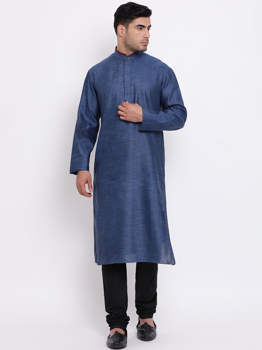

ZOIS Mandarin Collar Regular Kurta with Churidar, Blue