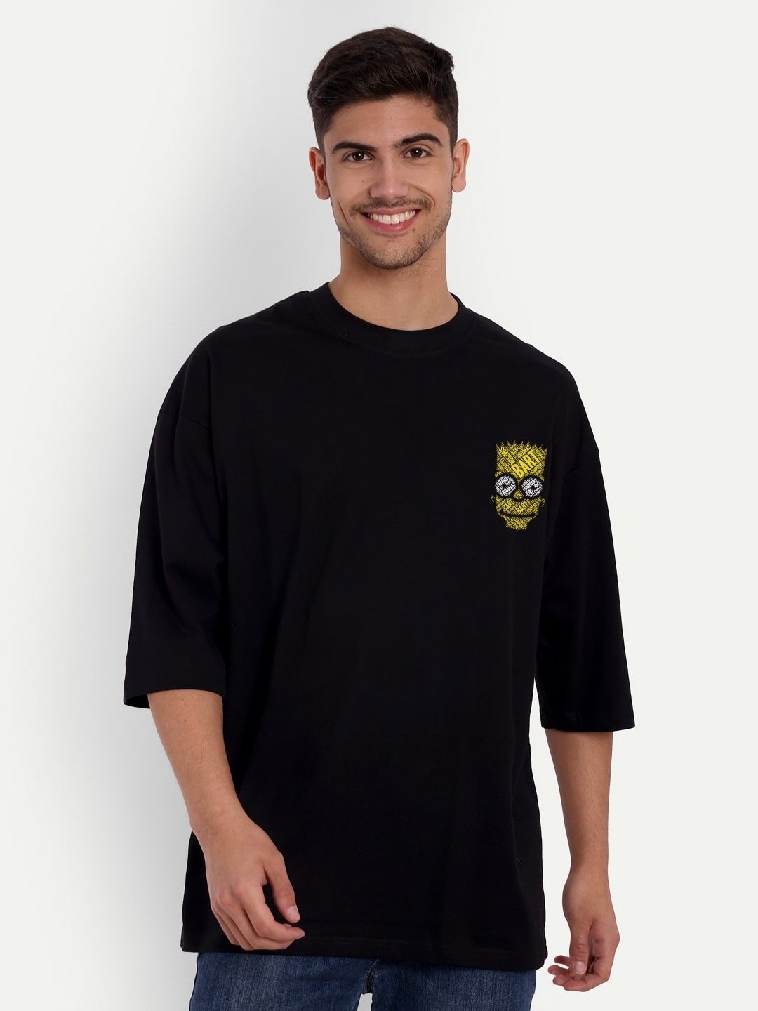 

Gavin Paris Men Printed Bio Finish Raw Edge T-shirt, Black
