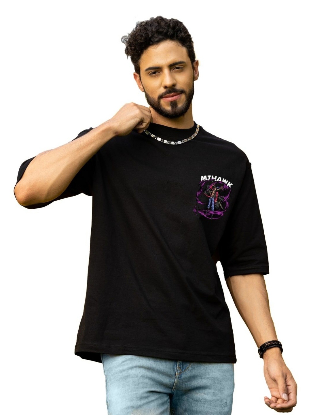 

Gavin Paris Men Printed Bio Finish Applique T-shirt, Black