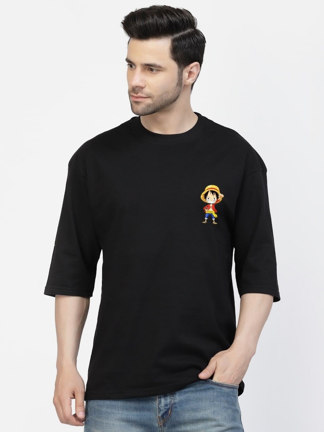 

Gavin Paris Men Biker Printed Hooded Bio Finish Applique T-shirt, Black