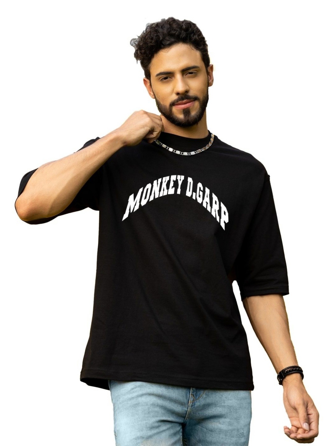 

Gavin Paris Men Typography Printed Bio Finish Applique T-shirt, Black
