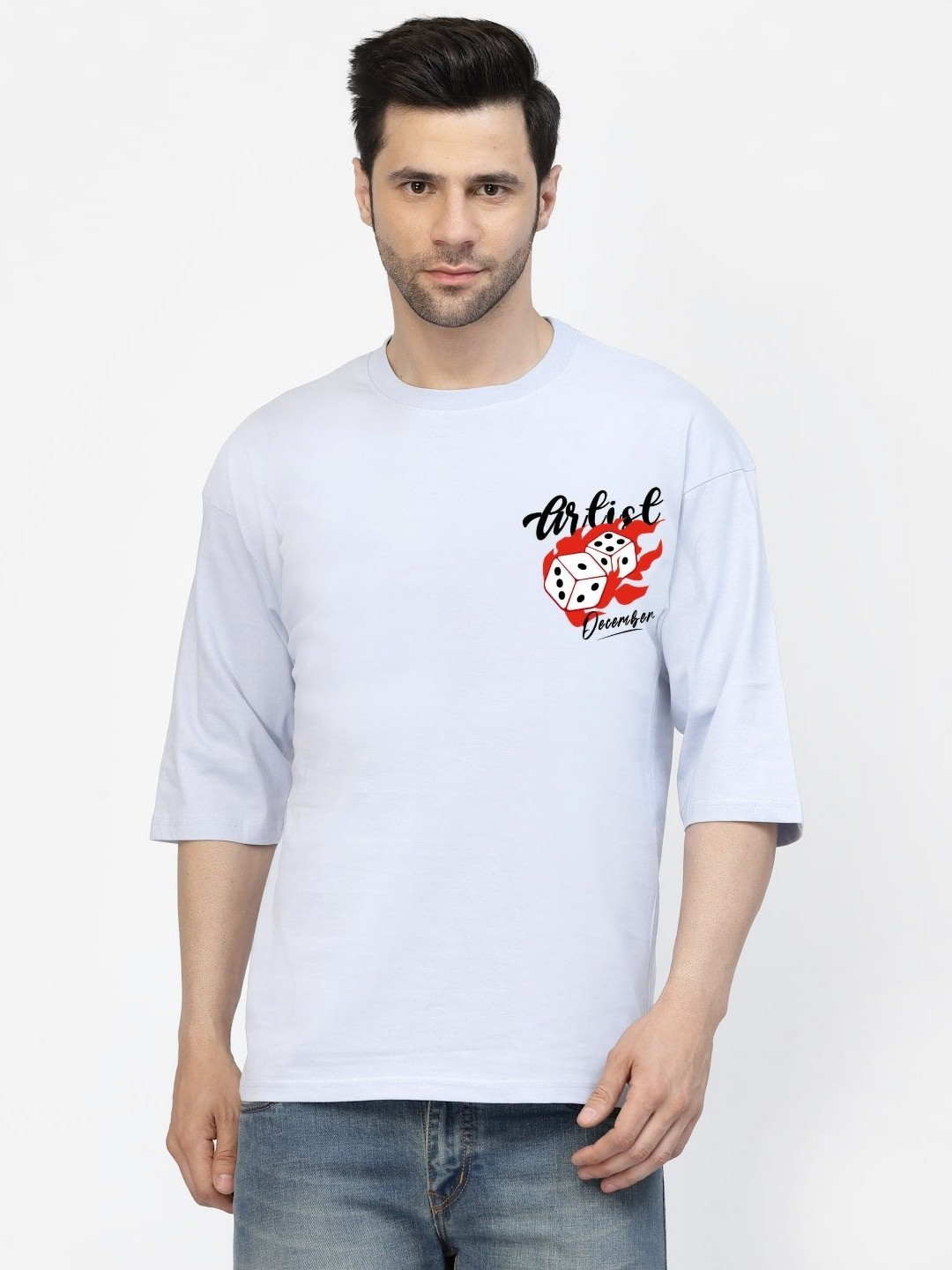

Gavin Paris Men Printed V-Neck Bio Finish Applique T-shirt, Blue